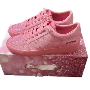 Vintage Havana Kara Sneaker Matte Pink Sparkle Glitter Shoes NEW
